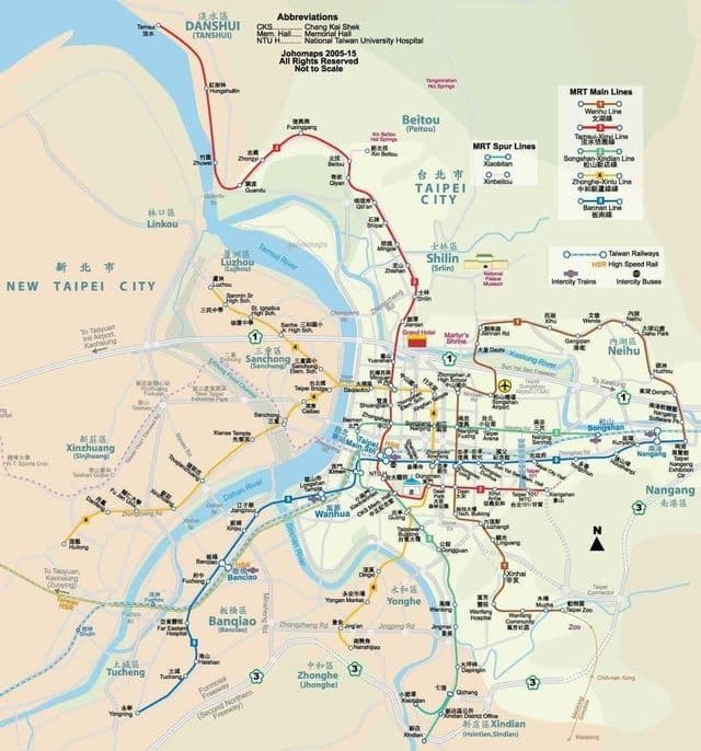Mapa dworców kolejowych Tajpej