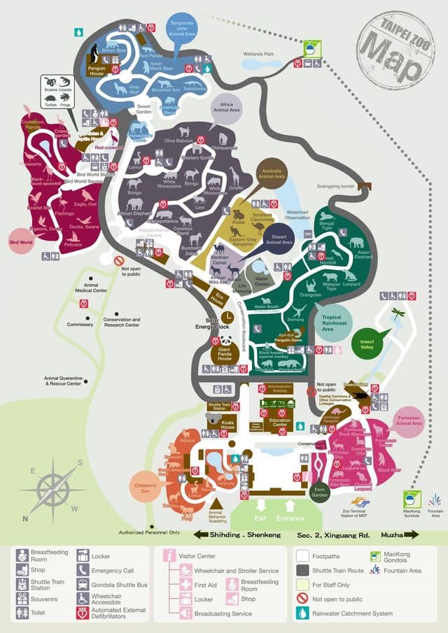 Mapa parku zoologicznego w Taipei