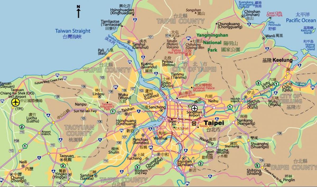 Mapa lotnisk Taipei
