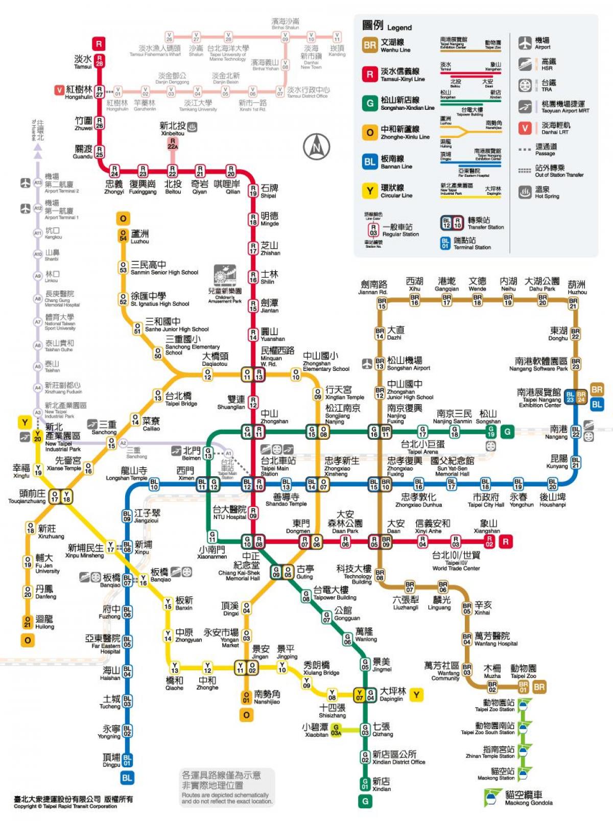 Mapa stacji metra w Taipei