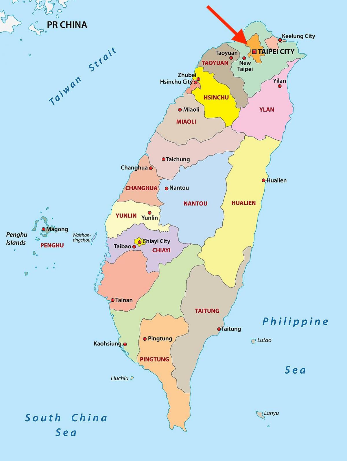 Tajpej na mapie Tajwanu